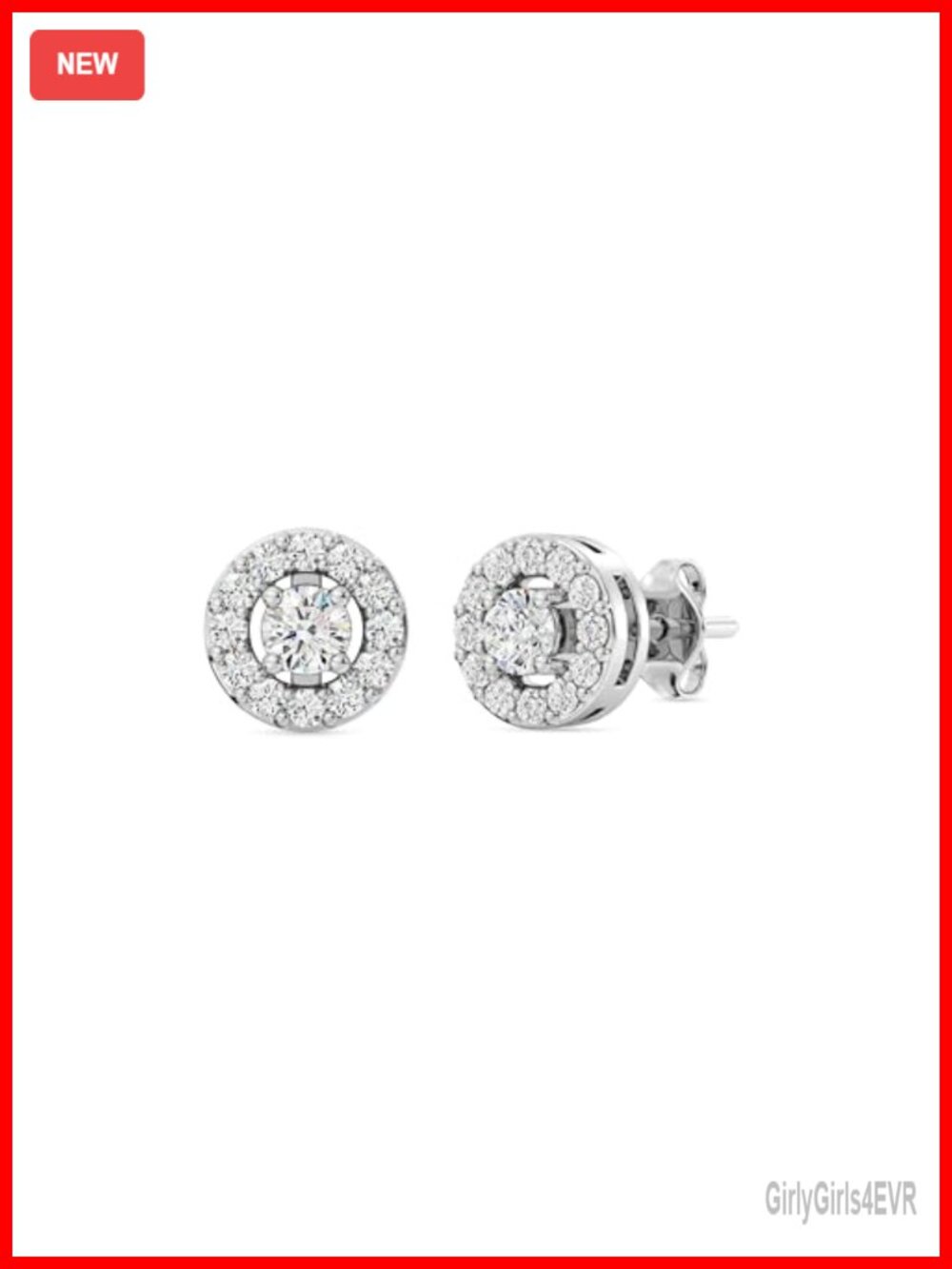 Lab-Grown Diamond Halo Stud Earrings Sterling Silver 14KT Yellow Gold Plated
